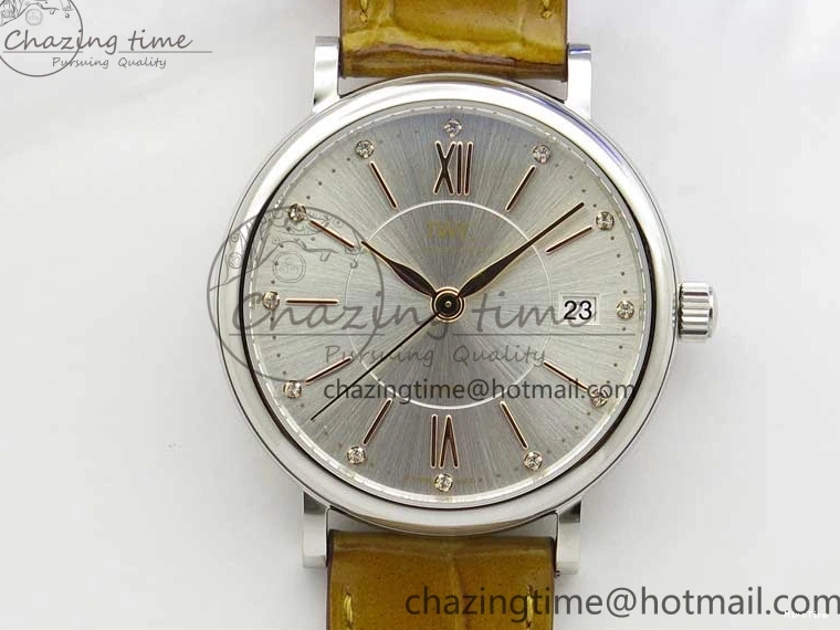 MIROTIME 0515 Durable Portofino 37mm SS V7F 1:1 Best Edition White Dial on Light Brown Leather Strap A 7092